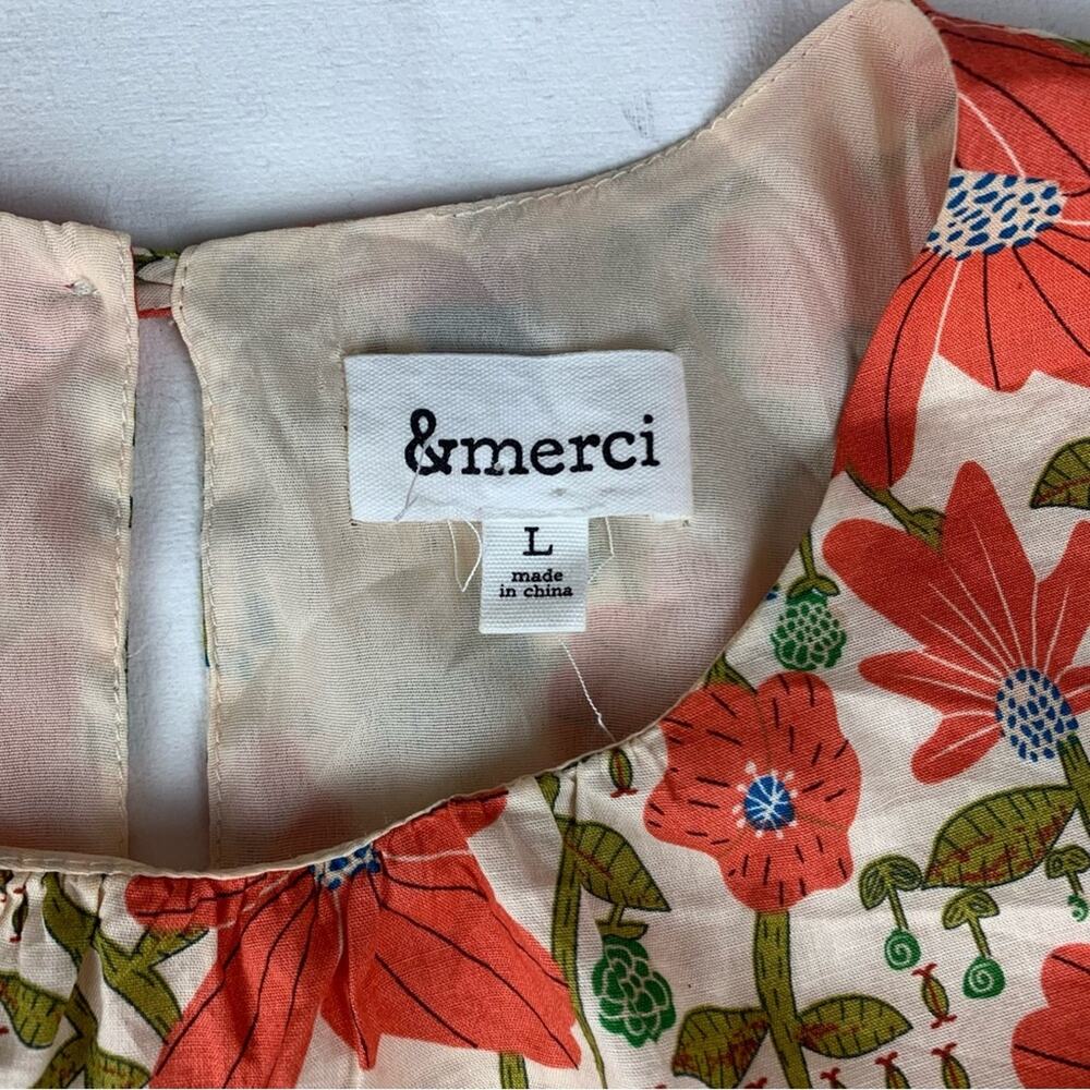 &merci women's large Floral Dress open back Red white cream bridal garden sun - Picture 3 of 12